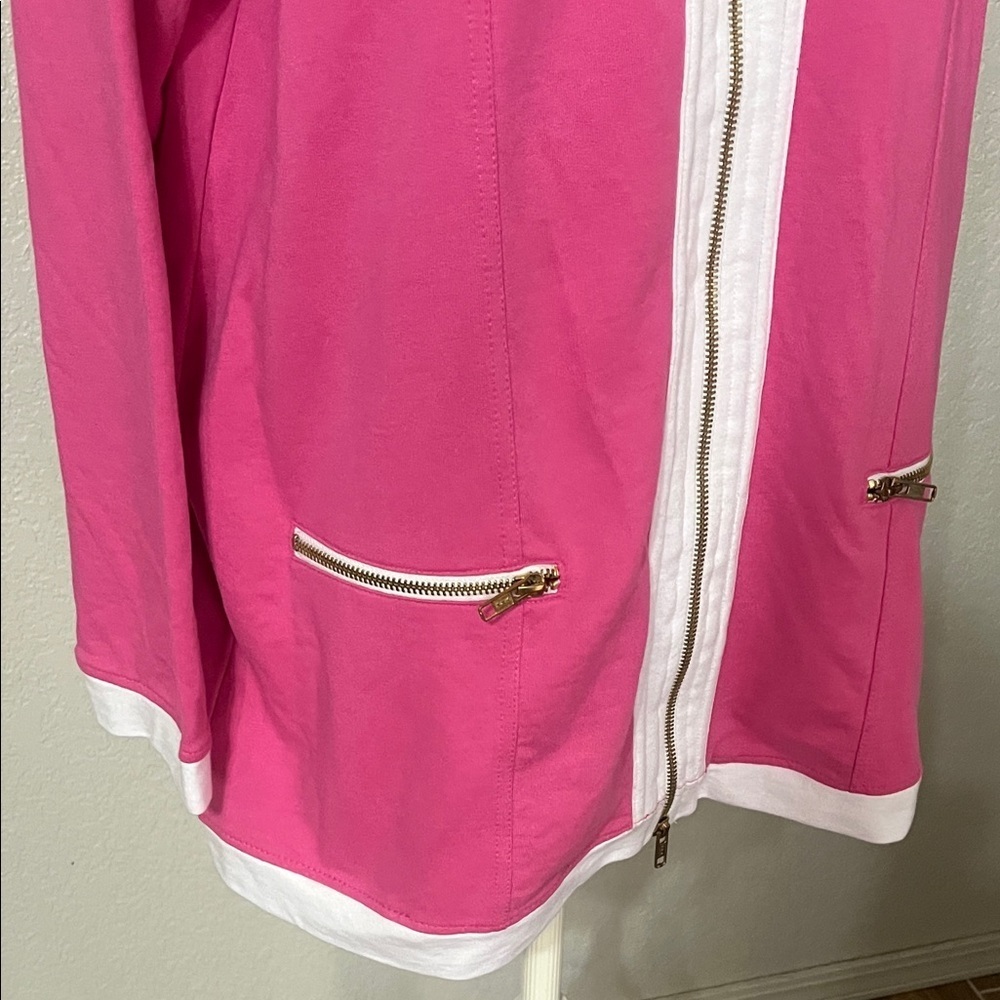 Roaman's Pink Utility Jacket with Gold Details Just Lovely and Ladylike - Picture 12 of 14